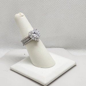 Brand New Sterling Silver 925 2 Pcs Heart Ring